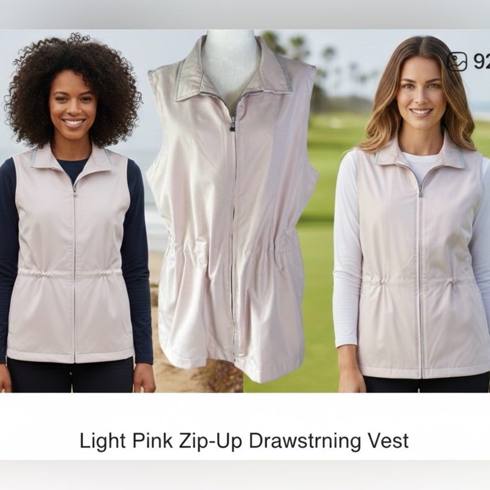 🌸 Cutter & Buck  Size L Petal Pink Outdoor Chic Vest - Hike, Kayak, Golf!